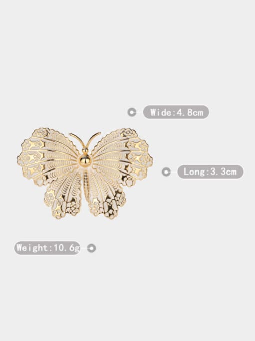 X2039 1 90 14K Gold Brass Hollow Butterfly  Trend Brooch