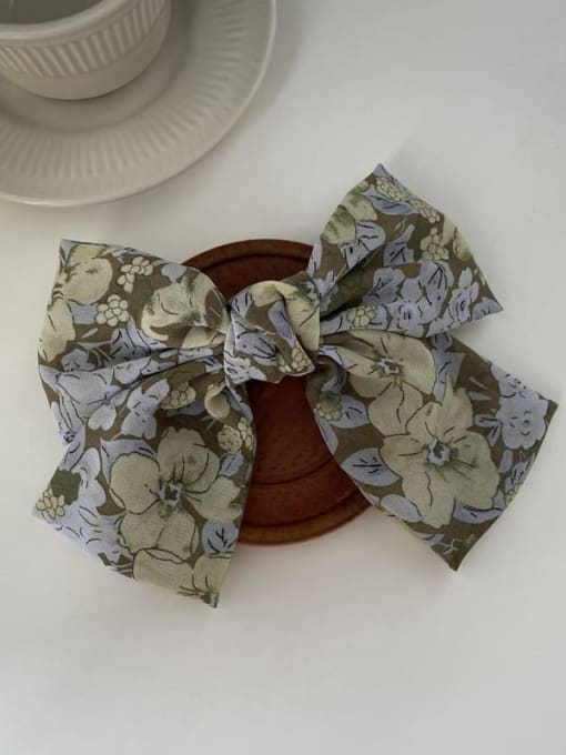 Bow hairpin green Fabric Minimalist Floral Bowknot Scrunchies Barrette