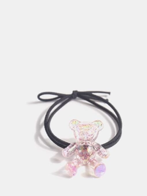 Pink crystal bear+ black hair rope Cute Bear  Crystal Hair Barrette