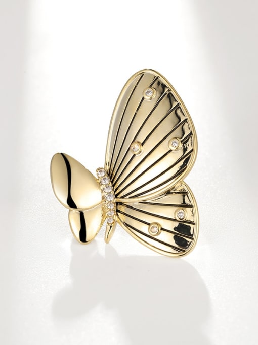 XIXI Brass Cubic Zirconia Butterfly Minimalist Brooch 1