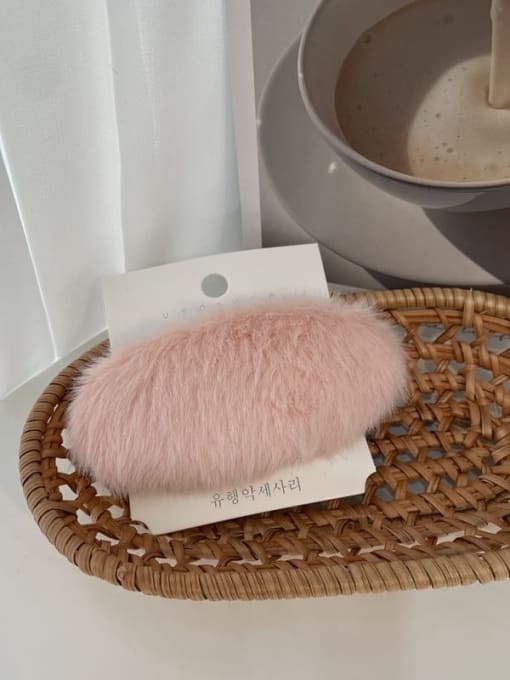 Pink Vintage Imitation rabbit fur soft round Hair Barrette/Multi-Color Optional