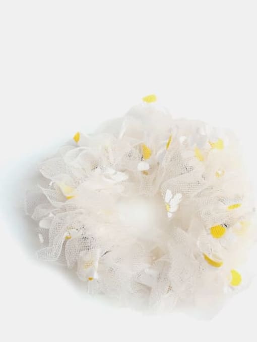 White  large intestine ring Net Yarn Small Daisies Minimalist Flower Hair Barrette