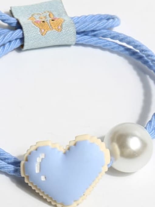 Blue Love Pearl Hair Ring Elastic rope Cute Heart Hair Rope