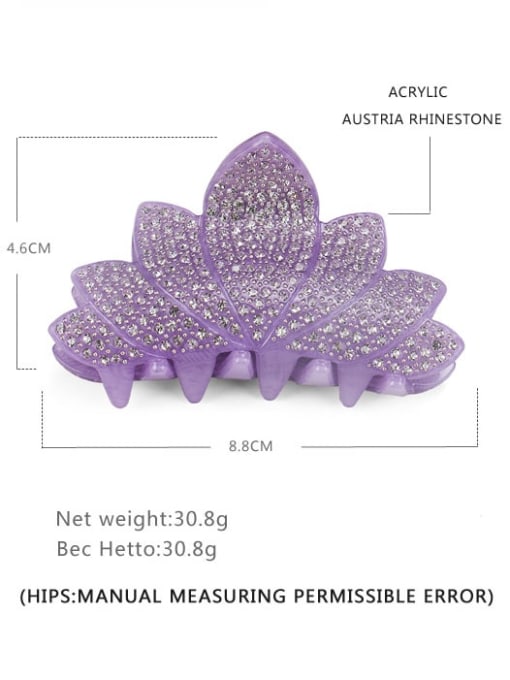 purple Acrylic Minimalist Leaf Rhinestone Jaw Hair Claw