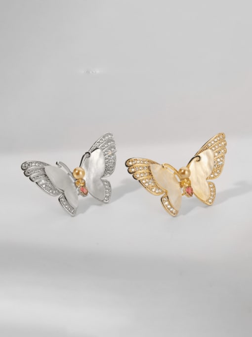 XIXI Brass Shell Butterfly Trend Brooch 0