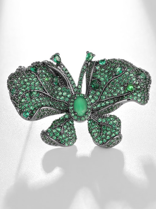 X1330 1 240 Small Green Butterfly Brass Rhinestone Butterfly Vintage Brooch