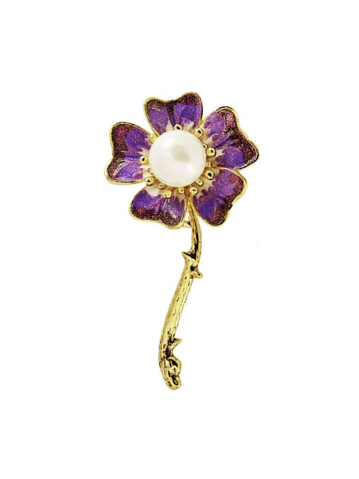 XIXI Alloy Enamel Flower Vintage Brooch