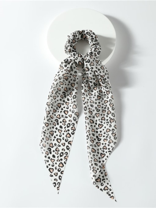S059WT Vintage chiffon Heart-shaped leopard print long streamer Hair Barrette/Multi-Color Optional