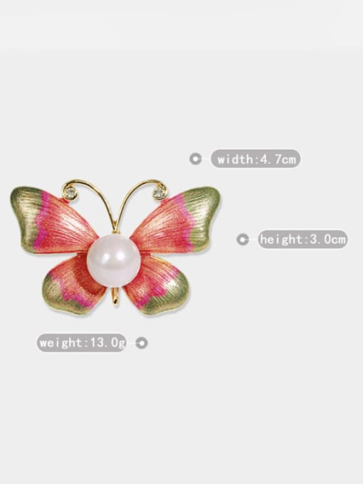 XIXI Alloy Imitation Pearl Enamel Butterfly Trend Brooch 2