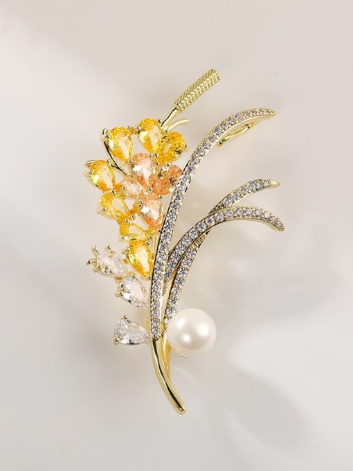 XIXI Brass Cubic Zirconia Flower Luxury Brooch 2