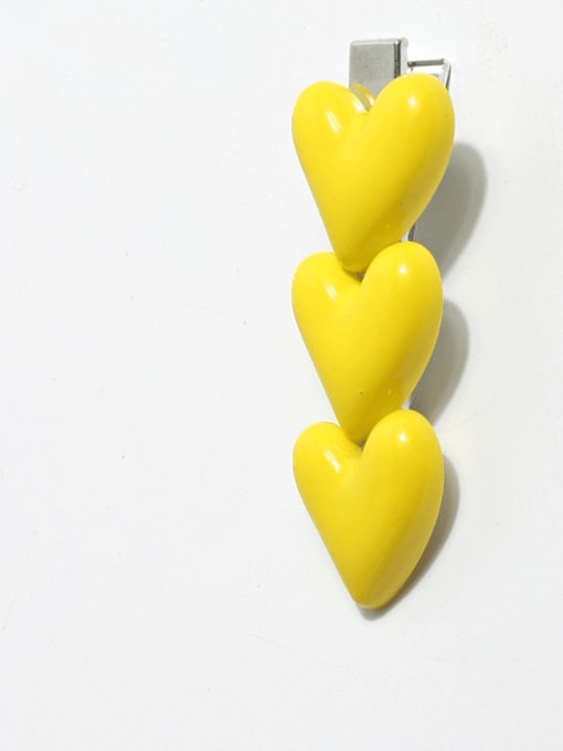 Yellow Love Plastic Cute Heart Alloy Hair Barrette