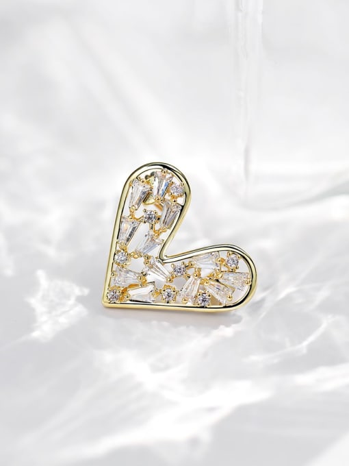 XIXI Brass Cubic Zirconia Heart Minimalist Brooch 2