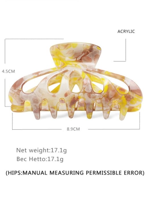 yellow Acrylic Minimalist Geometric Multi Color Jaw Hair Claw