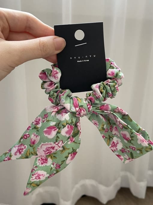 Green floral bow Fabric Vintage Flower floral bow Hair Barrette
