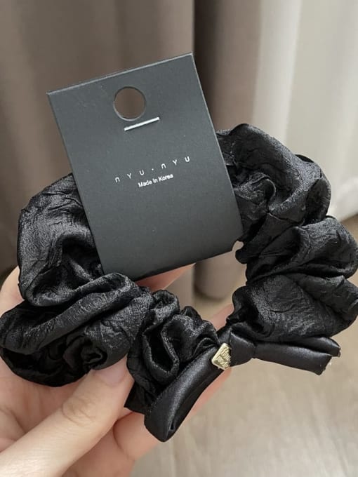 black Fabric Vintage folds bow tie Hair Barrette