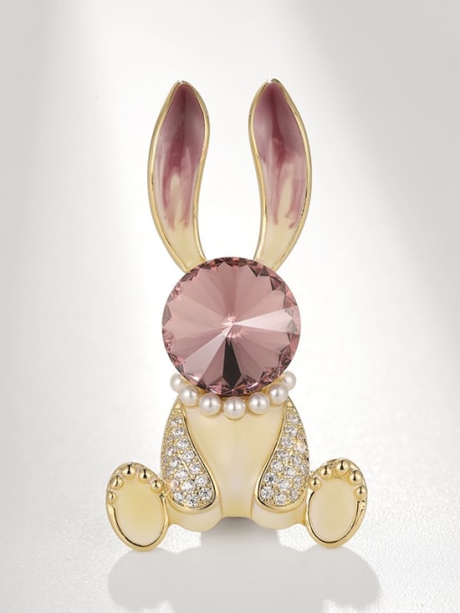 Amethyst Rabbit Brass Austrian Crystal Rabbit Cute Brooch