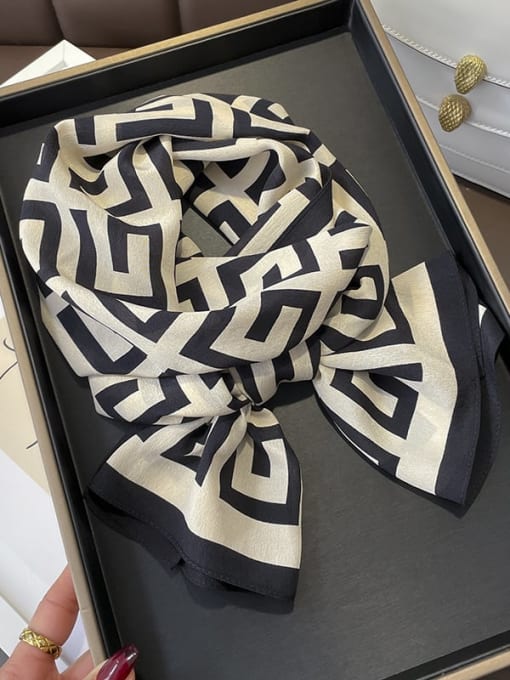 Silk Story 100% Silk Classic Letter Geometry 145*35cm Square Scarf 1