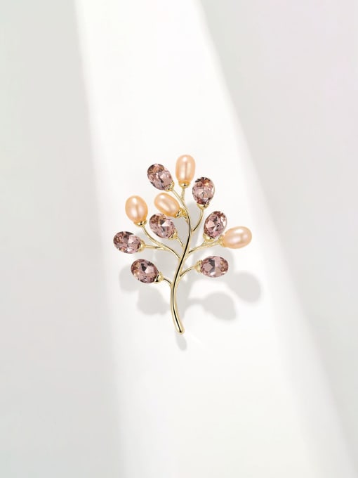 XIXI Brass Freshwater Pearl Flower Dainty Brooch