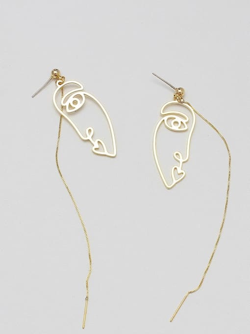 14K real gold Copper Alloy Gold Geometric Minimalist Threader Trend Korean Fashion Earring