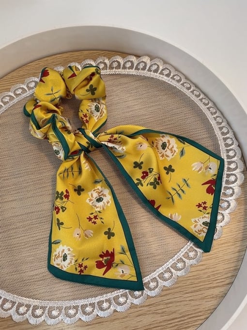 Yellow flowers Trend Rayon Various printing combination streamers Hair Barrette/Multi-Color Optional