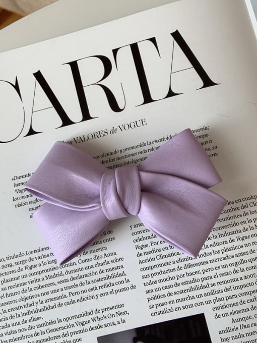 Taro purple Vintage Artificial Leather cross bow Hair Barrette/Multi-Color Optional