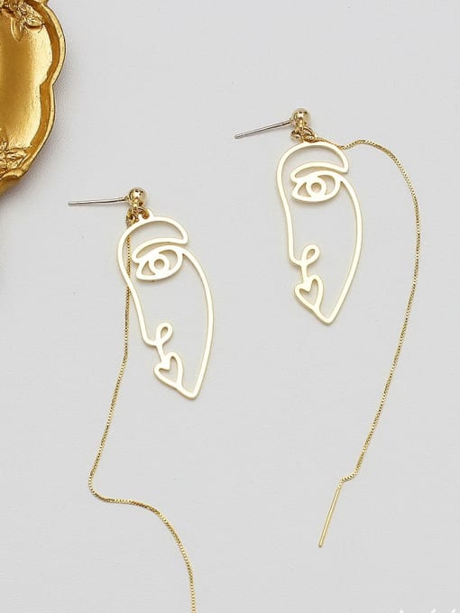 HYACINTH Copper Alloy Gold Geometric Minimalist Threader Trend Korean Fashion Earring