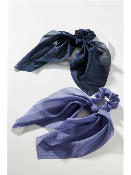 YMING Minimalist Yarn Gold silk tulle ribbon square scarf Hair Barrette/Multi-Color Optional 1