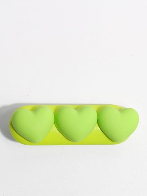 Three green love duck beak clips Plastic Cute Heart Alloy Hair Barrette