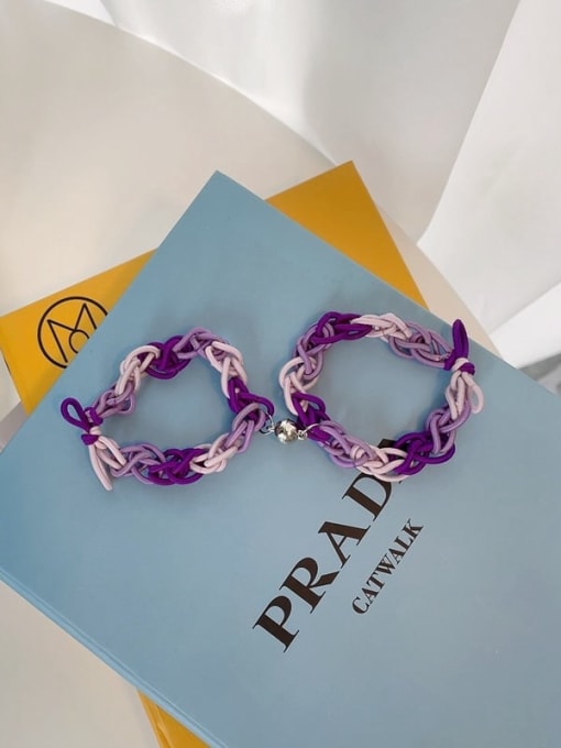 Purple pair Cute Elastic rope Weave dual bracelet/ Hair Rope /Multi-Color Optional