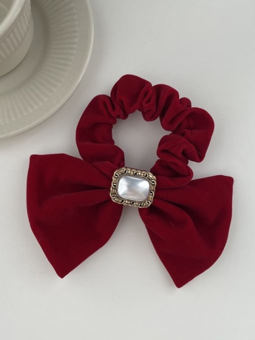 Pearl bow Exquisite  velvet Bow Pearl Hair Clip/New Year Red