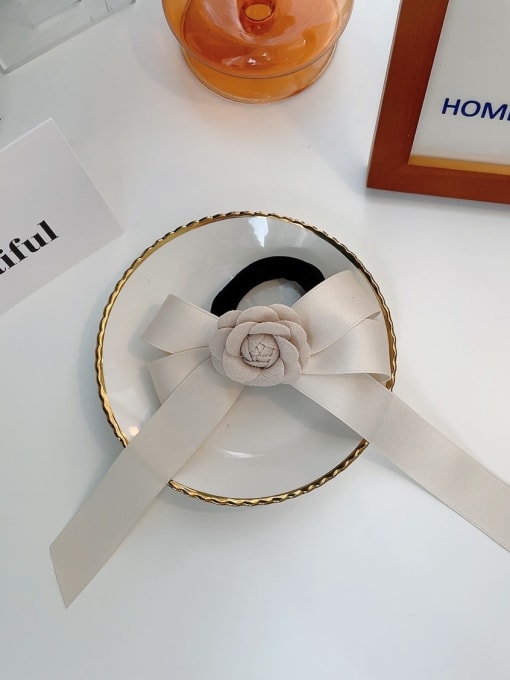 white Minimalist ribbon camellia bow Hair Barrette/Multi-Color Optional