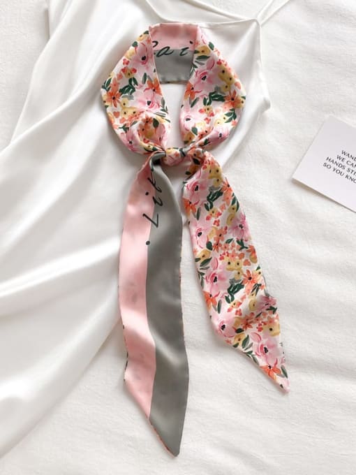 Pink Polyester Floral 130*7cm narrow sharp corners Scarves/Multi-Color Optional