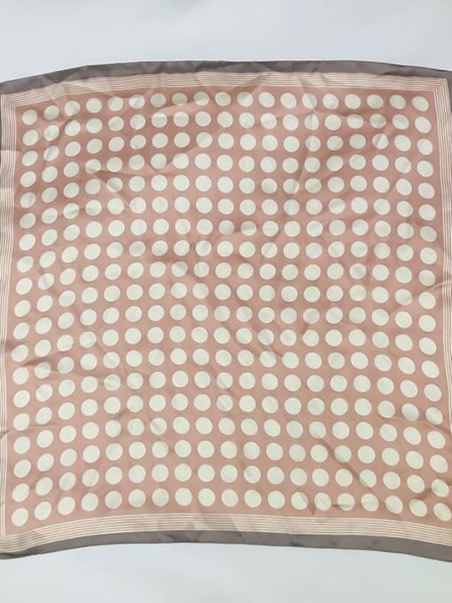 Pink Women Spring Polyester Polka Dot 70*70cm Square Scarf