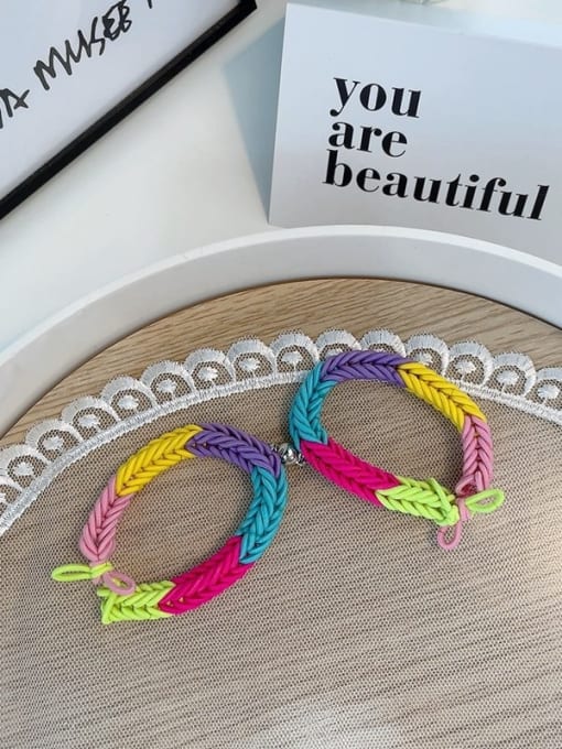 Rainbow e pair Cute Elastic rope Weave magnet couple bracelet /Hair Rope/Multi-Color Optional