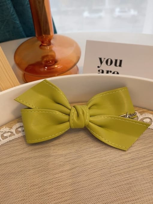 Mustard green Trend Artificial Leather cross butterfly Hair Barrette/Multi-Color Optional