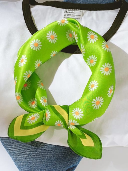 Daisy green Women Spring 100% Silk Floral 53*53cm Square Scarf