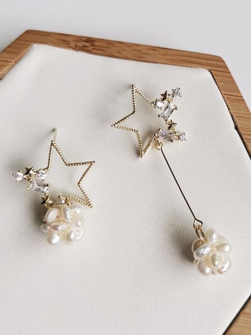 HYACINTH Copper Alloy Freshwater Pearl Gold Star Trend Trend Korean Fashion Earring 1