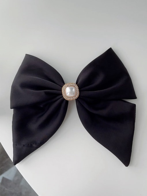 black Trend satin pearl bow Hair Barrette/Multi-Color Optional