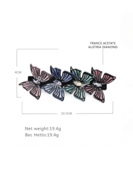 BUENA Alloy  Acrylic Minimalist Butterfly Rhinestone Hair Barrette 2