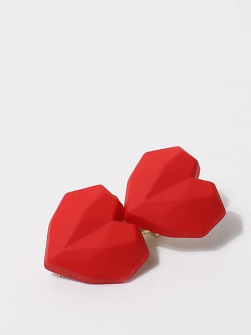 Red Double Heart 42mm22mm Plastic Cute Heart Hair Barrette