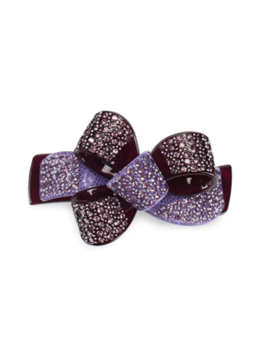 purple Acrylic Minimalist Bowknot Alloy Rhinestone Multi Color Hair Barrette