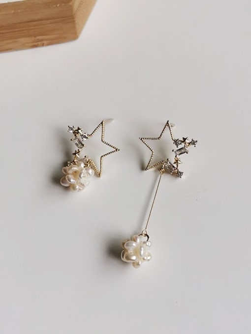 HYACINTH Copper Alloy Freshwater Pearl Gold Star Trend Trend Korean Fashion Earring 0