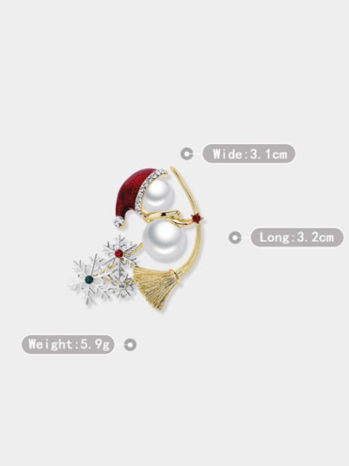 XIXI Brass Imitation Pearl Enamel Trend Snowman Brooch Luxury Christmas Gift  Brooch 2
