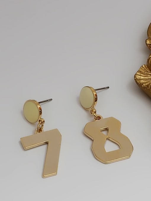 HYACINTH Copper Alloy Gold Number Trend Trend Korean Fashion Earring 1