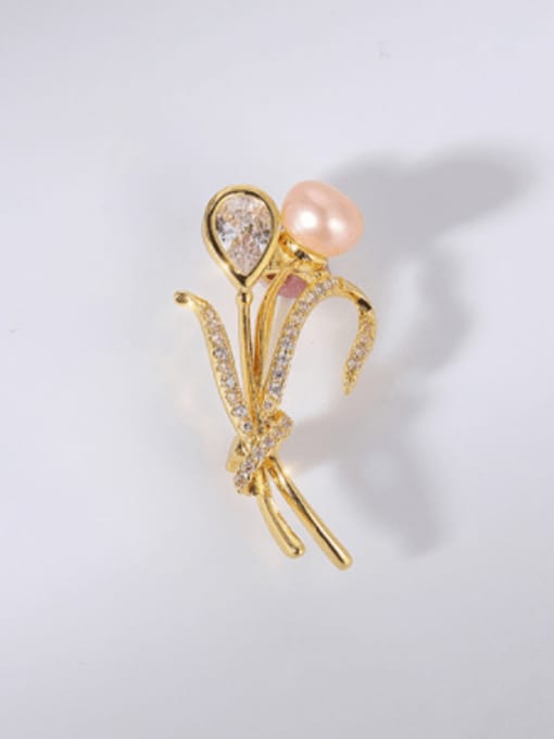 XIXI Brass Imitation Pearl Flower Trend Brooch 0