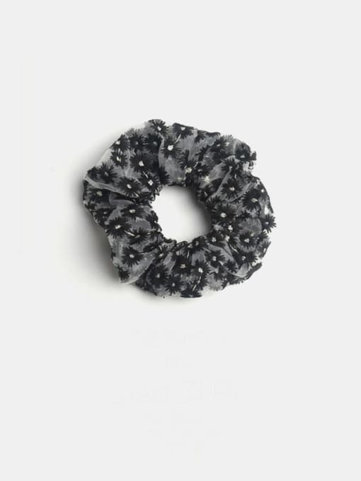 Black Embroidered large intestine circle Fabric Minimalist Hair Barrette