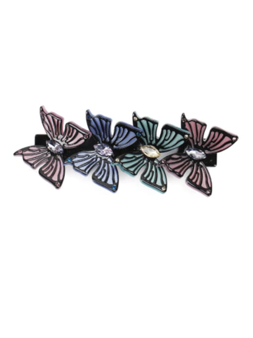 BUENA Alloy  Acrylic Minimalist Butterfly Rhinestone Hair Barrette 1