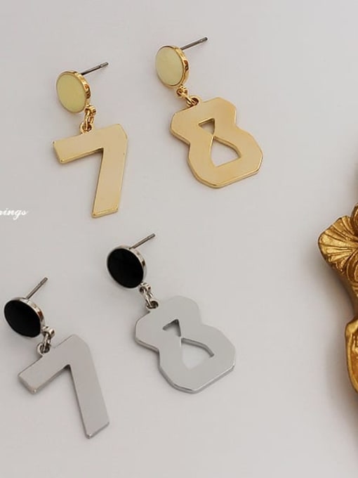 HYACINTH Copper Alloy Gold Number Trend Trend Korean Fashion Earring