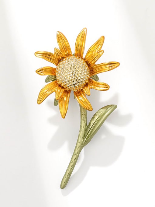 Sunflower Alloy Enamel Flower Cute Brooch