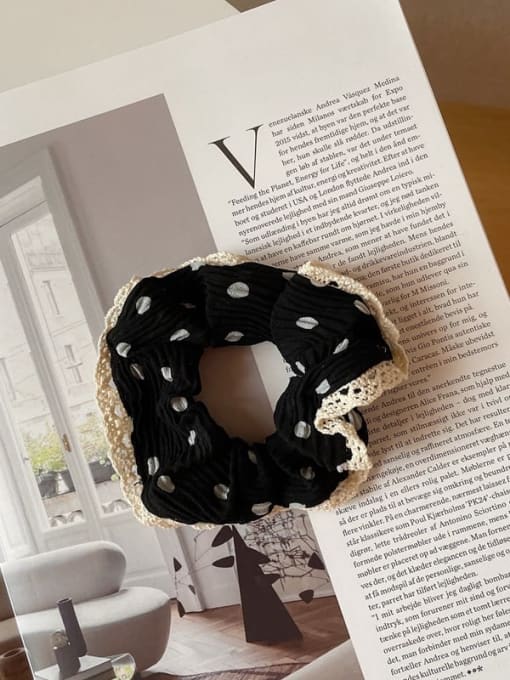 Small black lace circle Cute Fabric polka dot pleats Hair Barrette/Multi-Color Optional